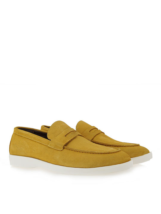 Oziys Men's Leather Loafers Yellow P560A301295L