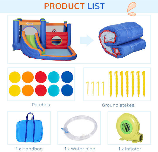 Outsunny Inflatable Bouncy Castle with Trampoline and Slide for 3-8 Years