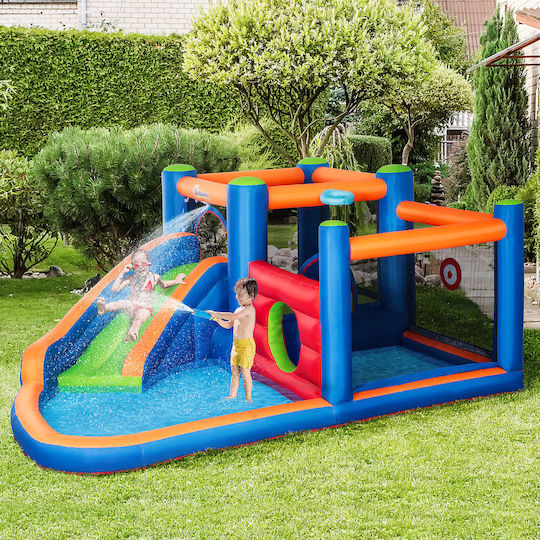 Outsunny Inflatable Bouncy Castle with Trampoline and Slide for 3-8 Years
