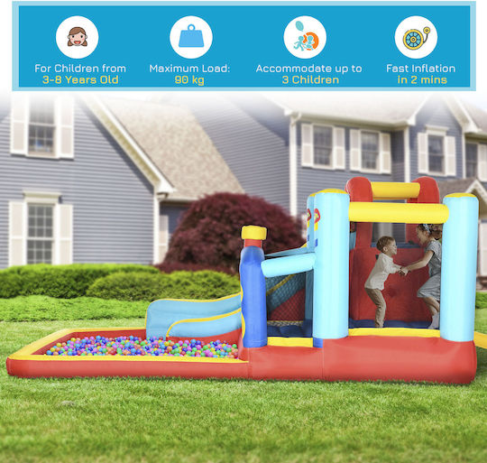 Outsunny Φουσκωτό Bouncy Castle Κάστρο με Τραμπολίνο & Τσουλήθρα για 3+ Ετών