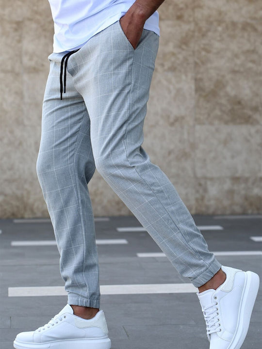 madmext Men's Trousers in Straight Line Gray