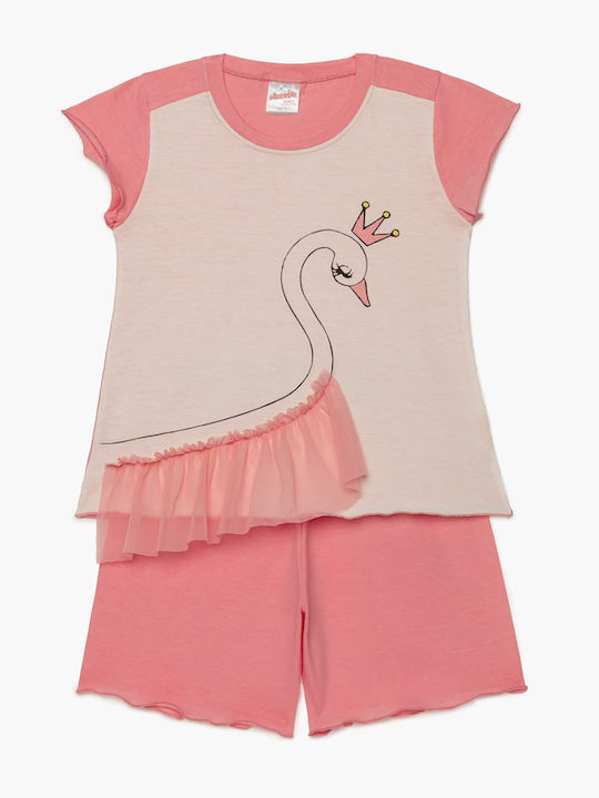 Minerva Set Top & Bottom Kids Summer Pyjamas Pink