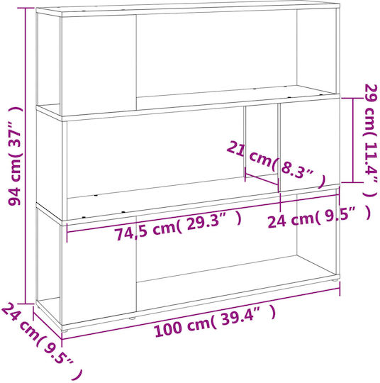 Bibliothek Grau 100x24x94cm