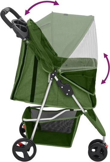 vidaXL Dog/Cat Carrying Green Stroller for 15kg Pets L98xW80xH46cm
