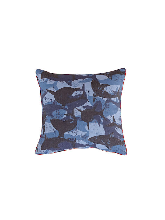 Kentia Kids Decorative Pillow Sharky Blue Double Sided 40x40cm