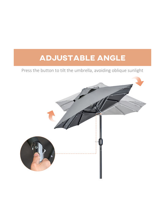 Umbrelă Rotundă Metalică Gri Φ2.95xÎ2.19m