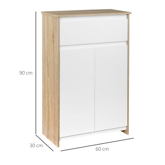 Kleankin Badezimmerschrank B60xT30xH90cm Weiß