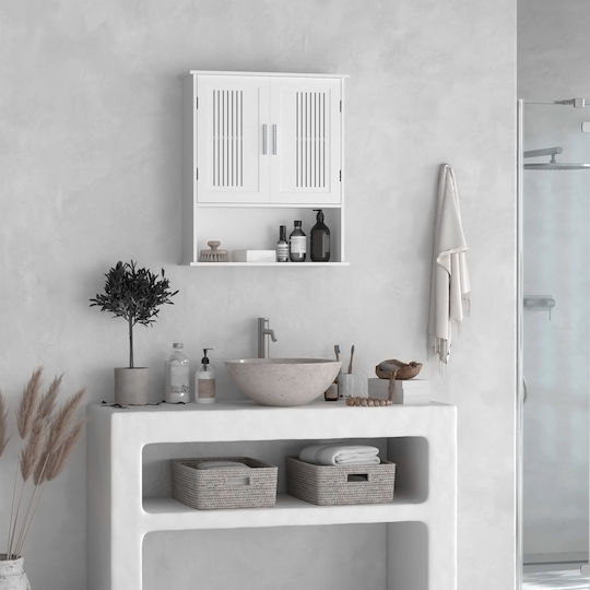Kleankin Bathroom Cabinet L60xW20xH70cm White