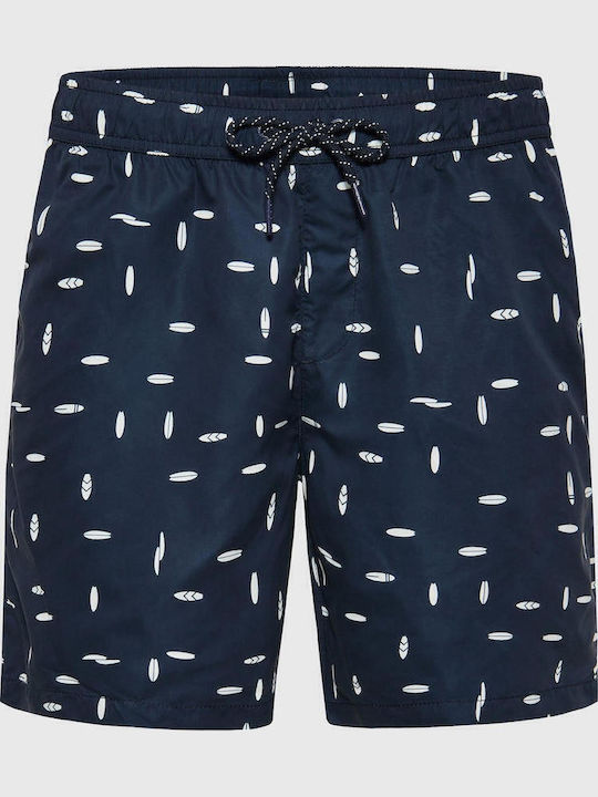 FBM007-02716 Herren Badebekleidung Shorts Marineblau mit Mustern