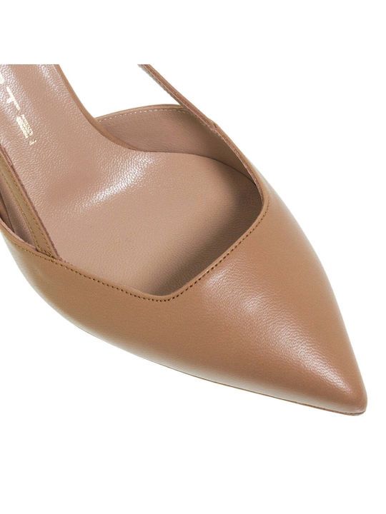 Mourtzi Leather Pointed Toe Sweet Biscuit Heels
