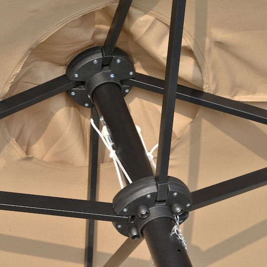 Runde Metall-Garten- und Terrassen-Sonnenschirm Parasol Khaki F4.5xH2.4m