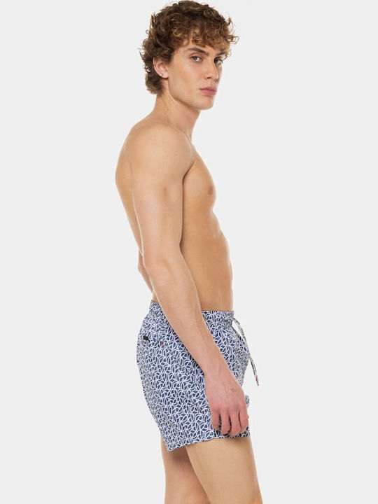 Ferdi Мъжки Бански Плувни Шорти Сини с Принт