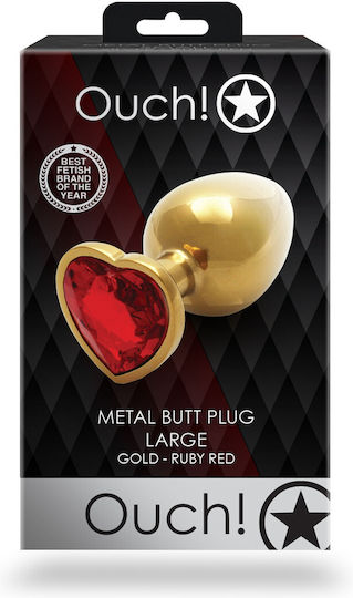 Shots Πρωκτική Σφήνα Large Gold / Ruby Red 9.3cm