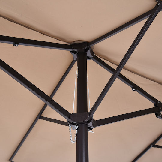 Round Metal Parasol Double Canopy Ecru Φ4.6xH2.4m