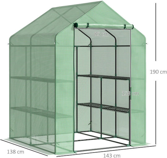 Outsunny Garden Seră cu rafturi 1.43x1.38x1.9m