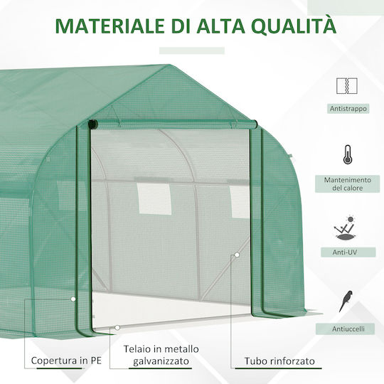 Outsunny Tunnel Θερμοκήπιο Pop-Up με Μεταλλικό Σκελετό 3.47x3x2m