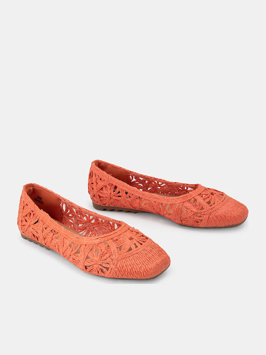 Synthetic Leather Ballerinas Orange