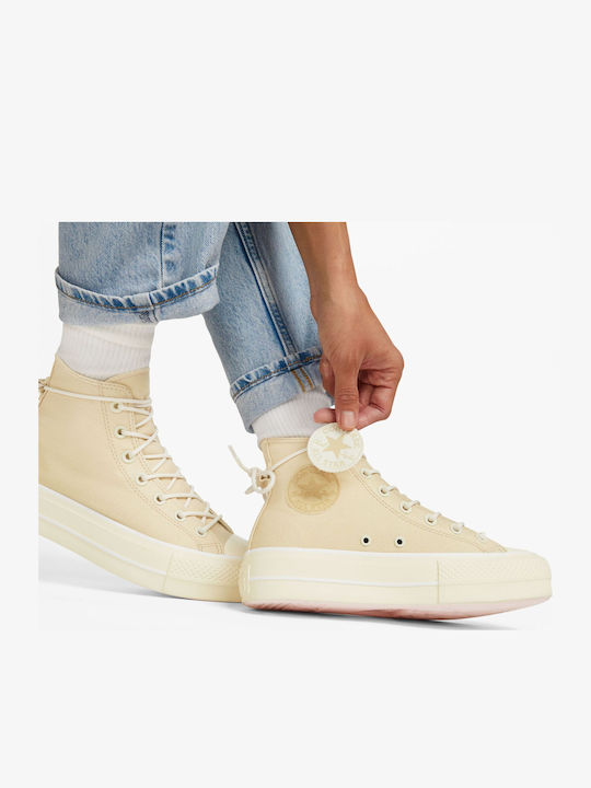 Chuck Taylor All Star LIft Γυναικεία Flatforms Μποτάκια Μπεζ A06092C
