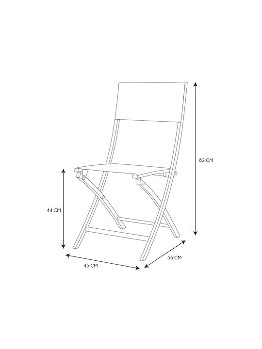 Outdoor Chair Metallic Black 45x55x82cm