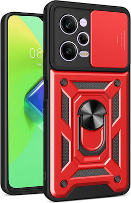 Bodycell Armor Slide Plastic Back Cover Durable Red (Redmi Note 12 Pro 5G)