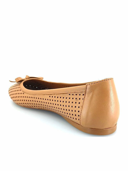 Leather Ballerinas Tabac Brown