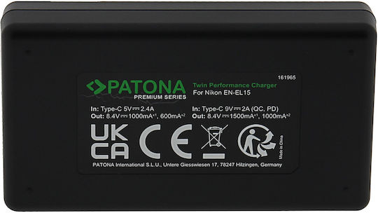 Patona Διπλός Φορτιστής Μπαταρίας Twin Performance EN-EL15/EN-EL15C Συμβατός με Nikon