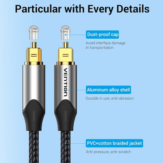 Vention 1.5m TOS male Optical Cable Gray (BAVHG)