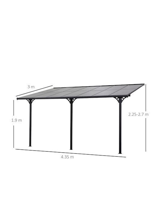 Pergolă De Grădină Din Metal Cu Tavan Gri 435x302cm