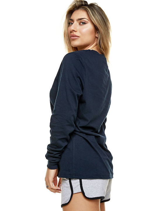 Women's Athletic Blouse Long Sleeve Navy Blue