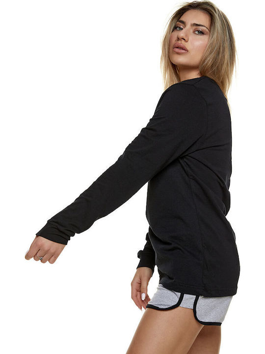 W Damen Sport Bluse Langärmelig Schwarz