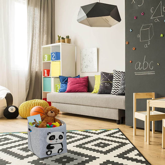 Relaxdays Детска кошница за съхранение Panda Сив 1бр