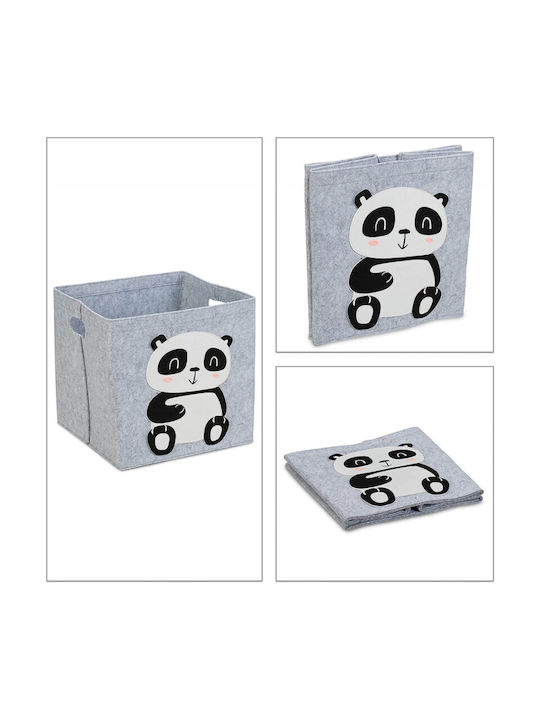 Relaxdays Children's Storage Basket made of Fabric Panda Gray 1pcs