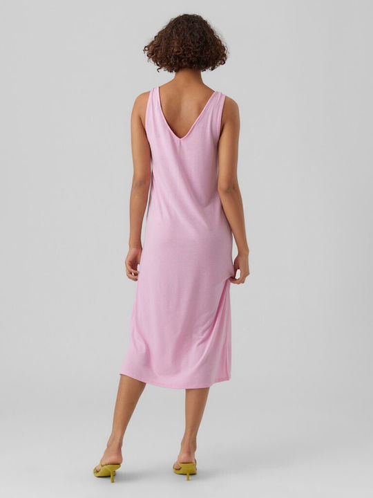 Vero Moda Summer All Day Sleeveless Maxi Dress with V Neck Pink