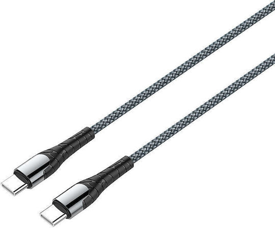 Ldnio LC101 Braided USB 2.0 Cable USB-C Male - USB-C 60W PD Gray 1m