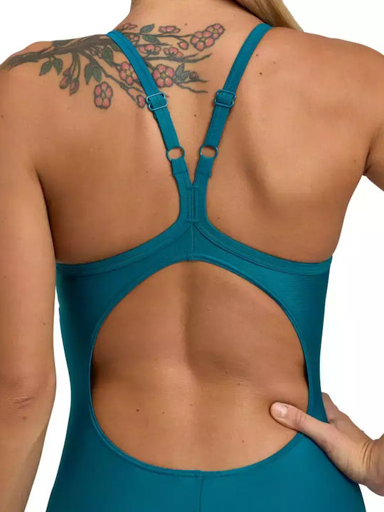 Solid Athletic One-Piece Swimsuit Green