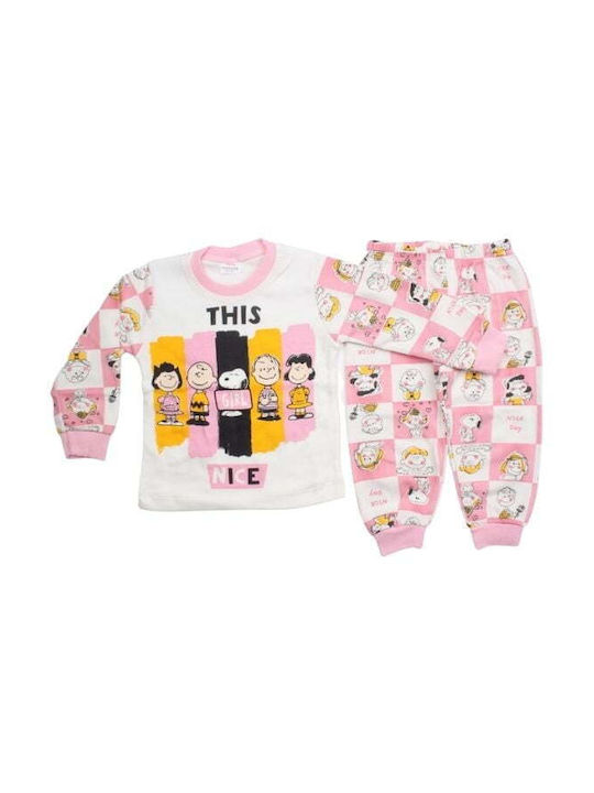 Supermini Set Top & Bottom Kids Winter Cotton Pyjamas Pink