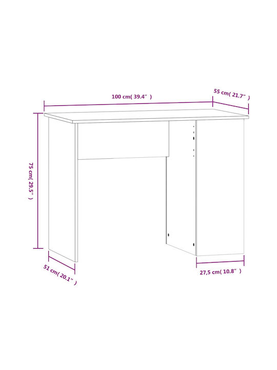Birou Din Lemn Negru 100x55x75cm