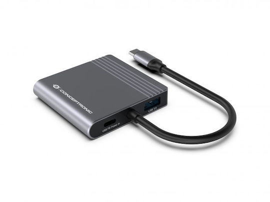 Conceptronic USB-C Докинг станция с HDMI 4K PD и свързване 2 монитора Сив (DONN13G)