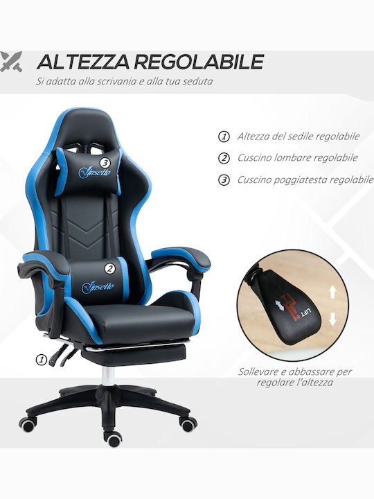 Vinsetto 921-618V01BK Gaming Stuhl mit Fußstütze Blau