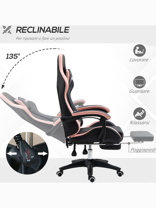 Vinsetto 921-618V00BK Καρέκλα Gaming Δερματίνης με Υποπόδιο Ροζ