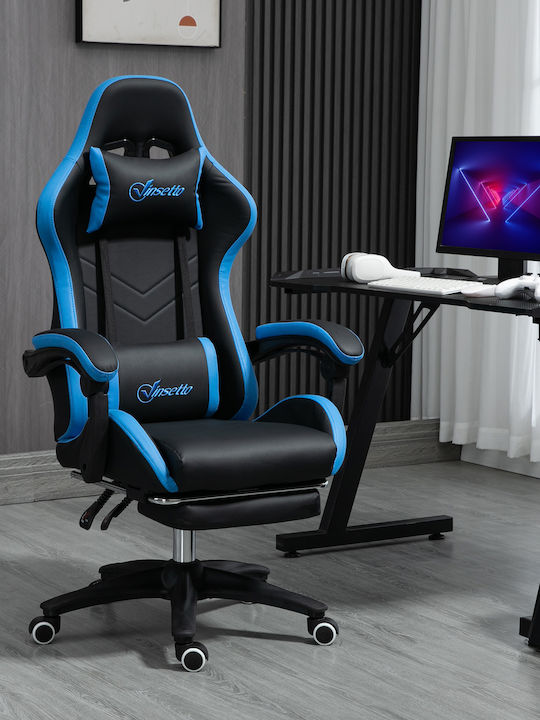 Vinsetto 921-618V01BK Gaming Stuhl mit Fußstütze Blau