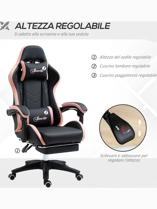 Vinsetto 921-618V00BK Καρέκλα Gaming Δερματίνης με Υποπόδιο Ροζ
