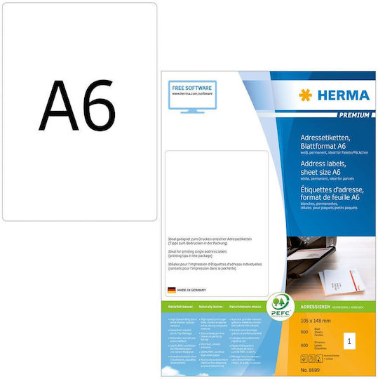 Herma Small Adhesive Labels in White Color 105x148mm