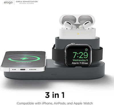 Elago Βάση Σιλικόνης για Φορτιστή EMSHUB-TRIO2-DGY MagSafe Accessories Dark Gray