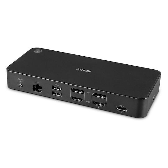 Lindy USB-C Docking Station με HDMI/DisplayPort 4K PD Ethernet και σύνδεση 3 Οθονών Μαύρο (43366)
