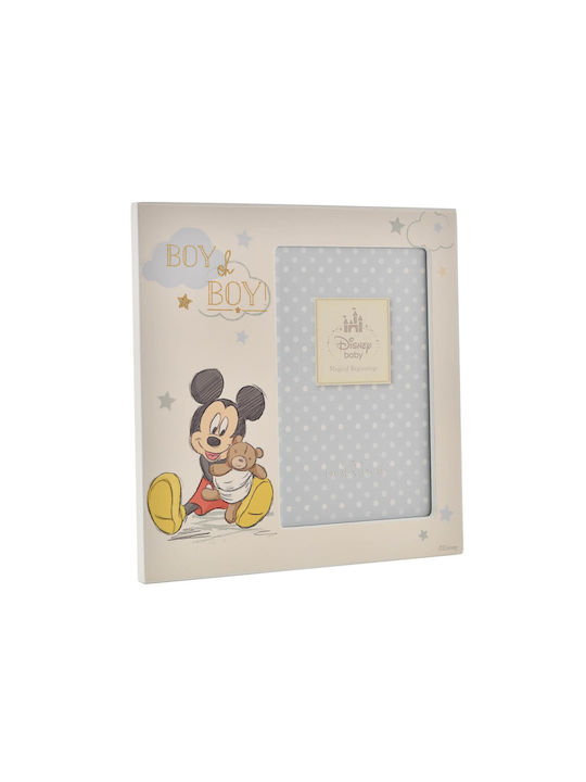 Disney Mickey Παιδική Κορνίζα Ξύλινη Χρυσή 18.5x18.5cm