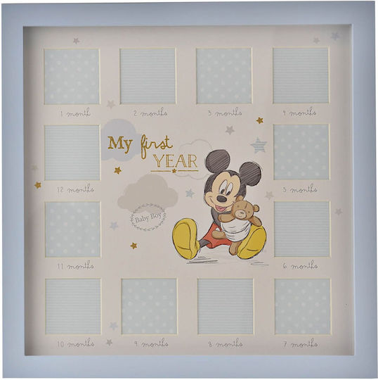 Disney Mickey Παιδική Κορνίζα Ξύλινη Γαλάζια 28x28cm
