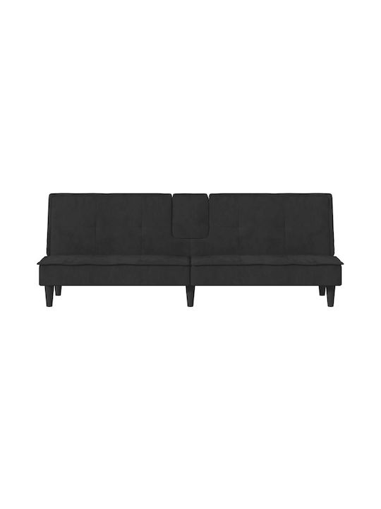 Dreisitzer Sofa Bett Samt Schwarz 200x89x70cm