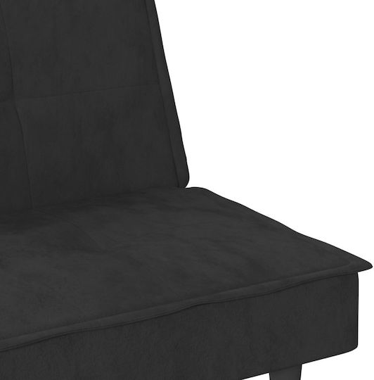 Триместен Диван Спалня Кадифе Черен 200x89x70см.