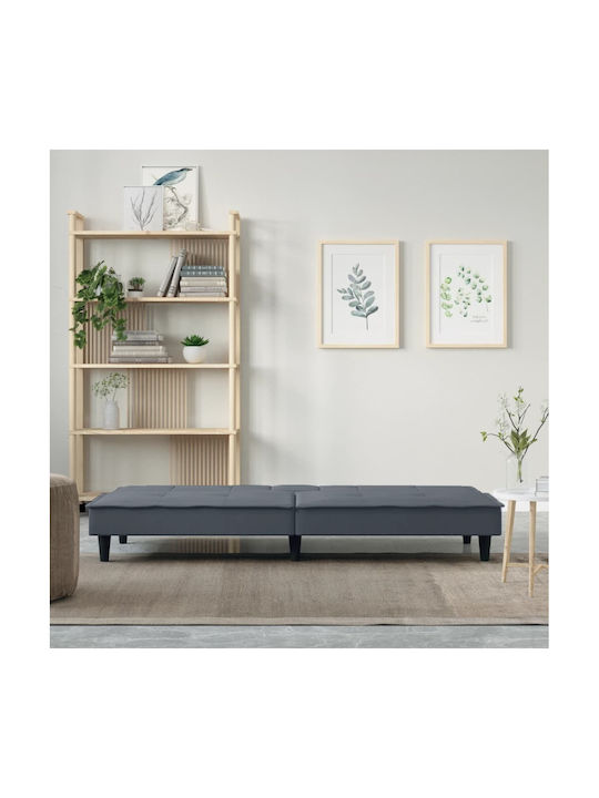 Dreisitzer Sofa Bett Samt Graue 200x89x70cm